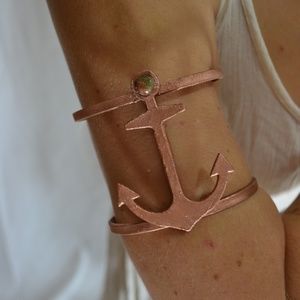 TVD Copper Electroform Jasper Anchor Cuff Bracelet